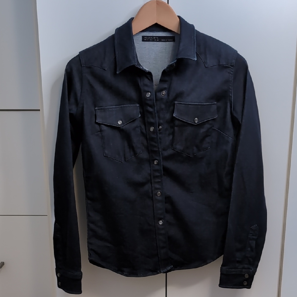 All Saints Ines Dark Denim Button-Up Shirt Women's 4